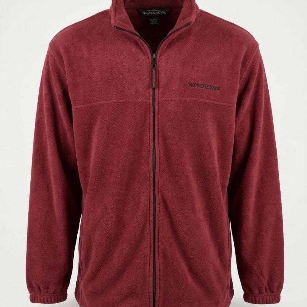 Winchester Mens XL Maroon Full Zip Fleece Jacket Hunting Rugged Sportsman